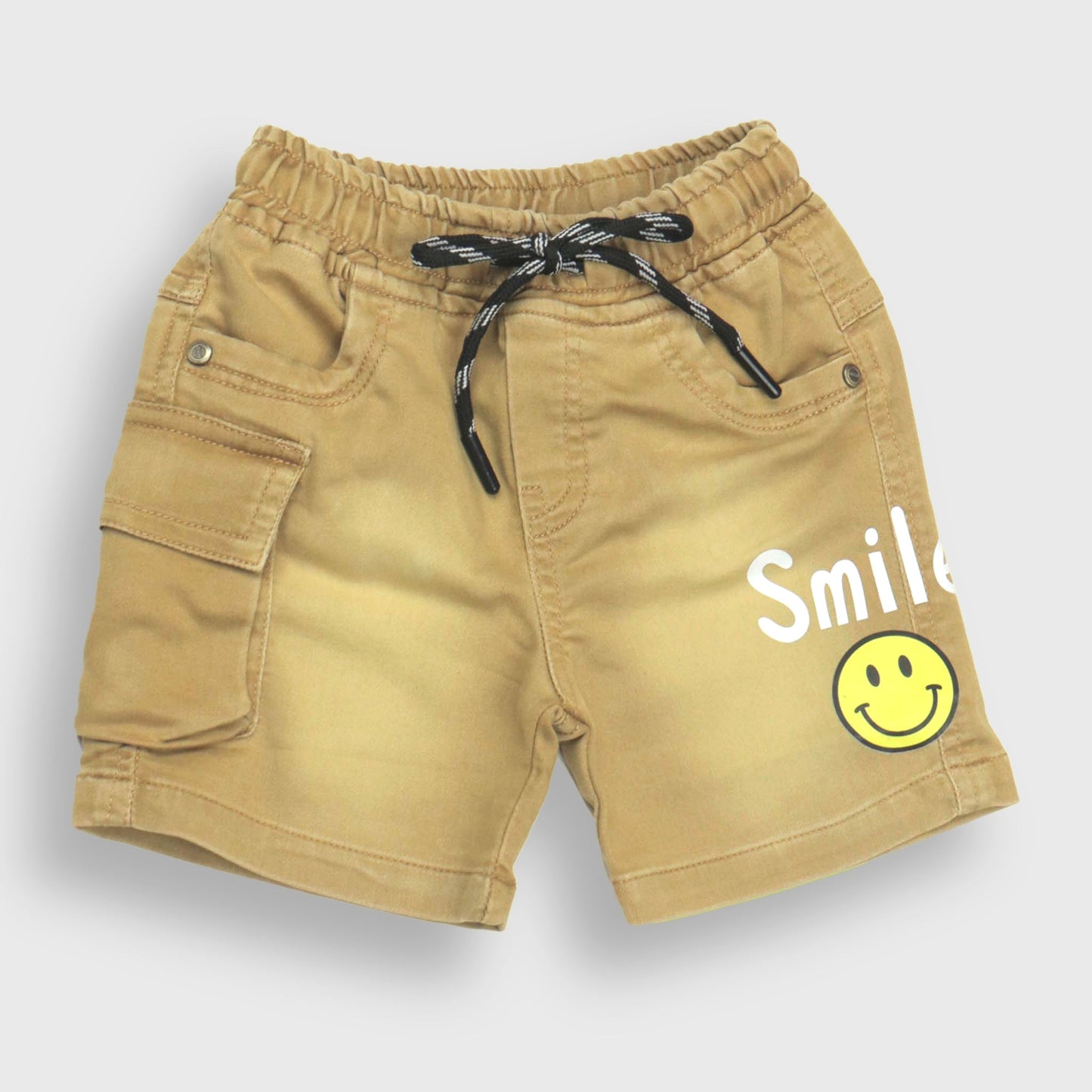 Mikkie House Dark Khaki Cotton Unisex Knee-Length Shorts with Drawstring Closure