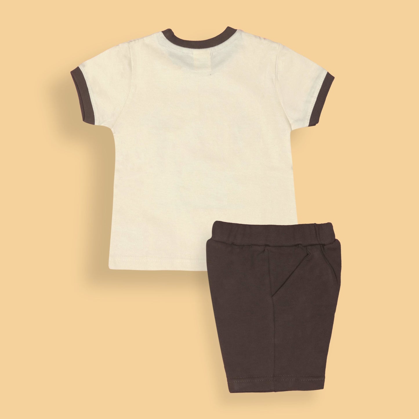 Meet Me at the Beach: Zero's Breezy Coffee Brown Tee & Shorts Set for Fun-Loving Boys