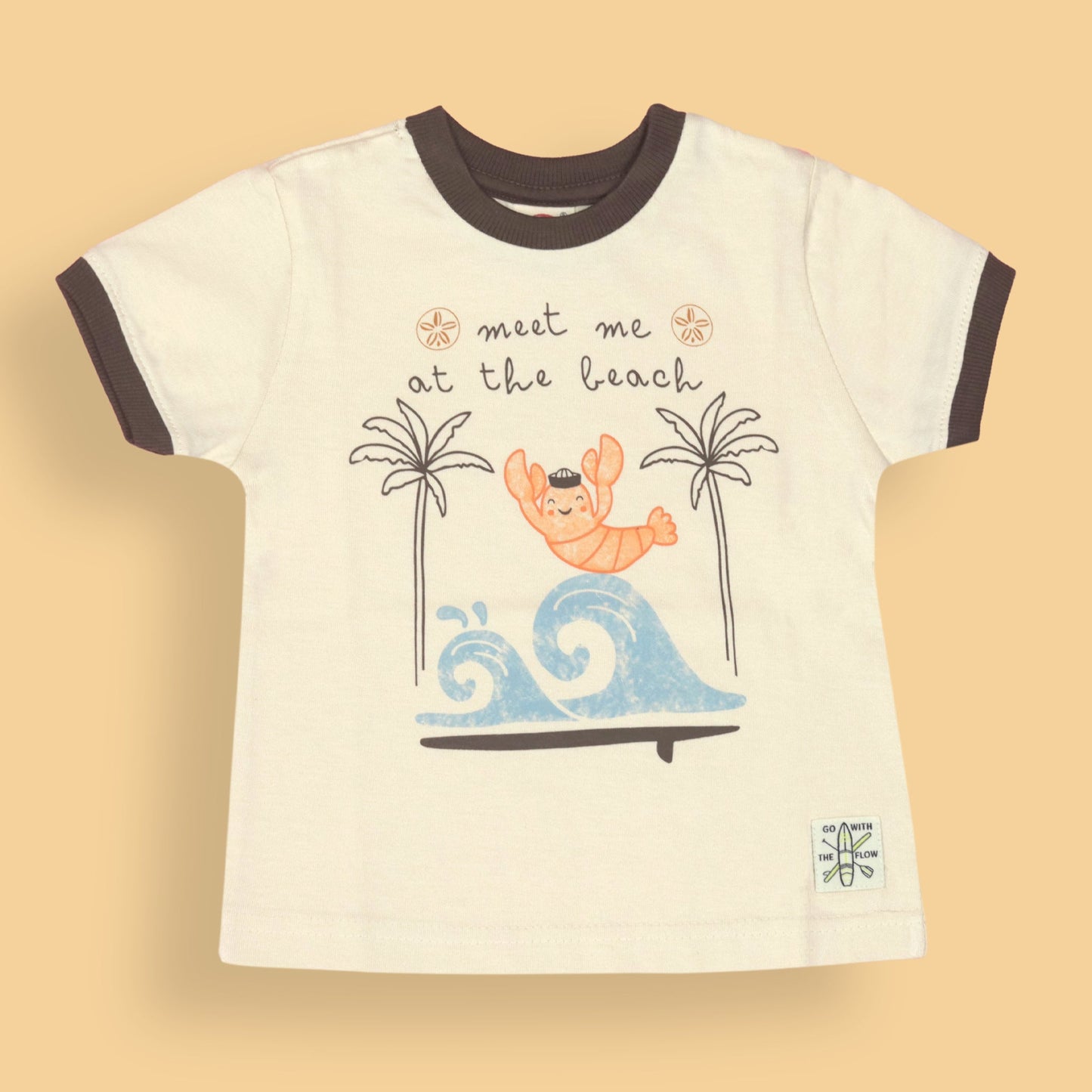 Meet Me at the Beach: Zero's Breezy Coffee Brown Tee & Shorts Set for Fun-Loving Boys