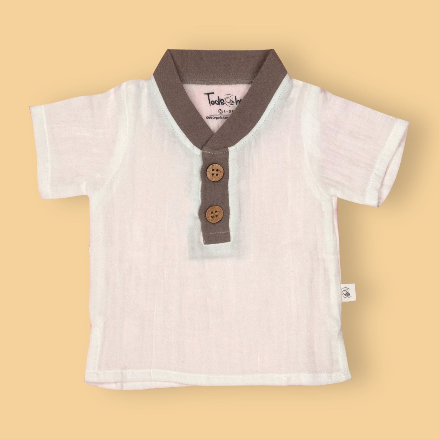 Tod’s Hut Coffee Brown Bengaluru Breeze Duo – Playful Muslin Tee & Draw Cord Shorts for Sunny City Strolls