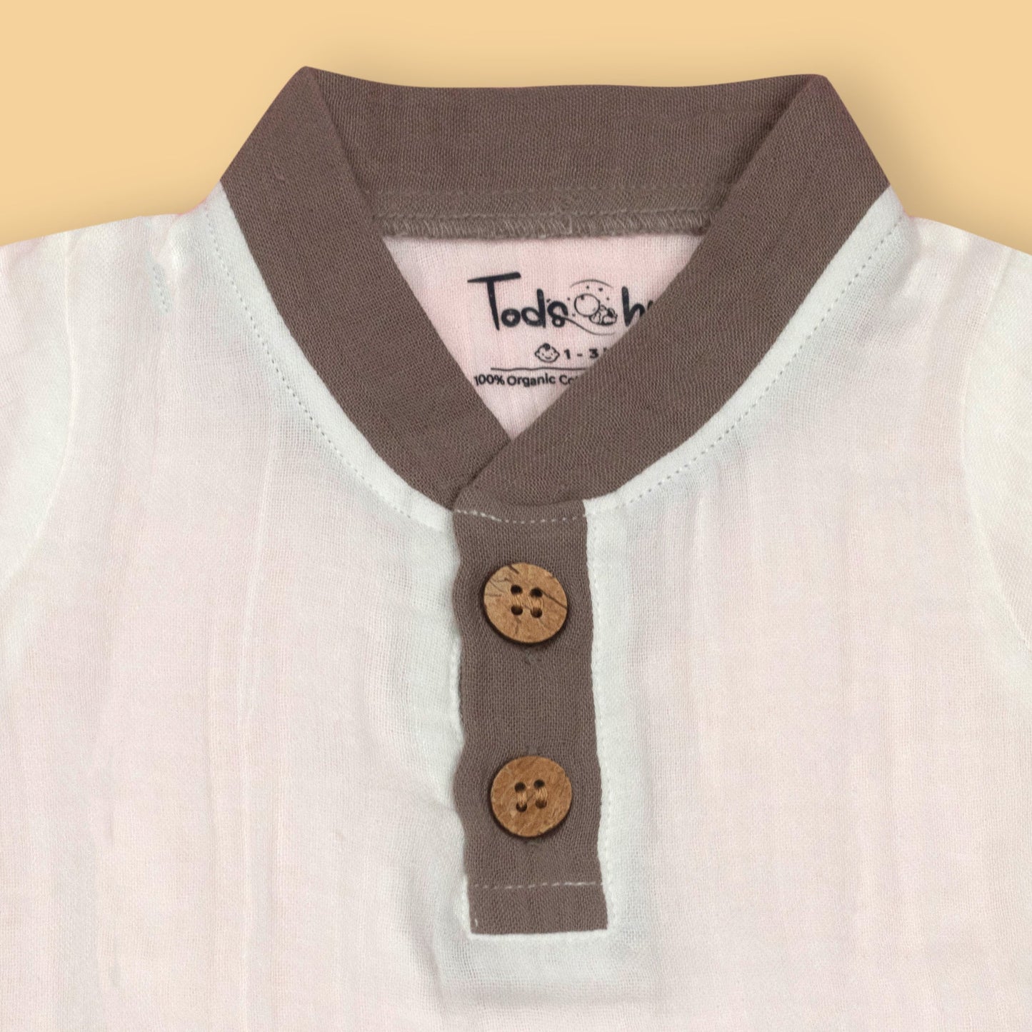 Tod’s Hut Coffee Brown Bengaluru Breeze Duo – Playful Muslin Tee & Draw Cord Shorts for Sunny City Strolls