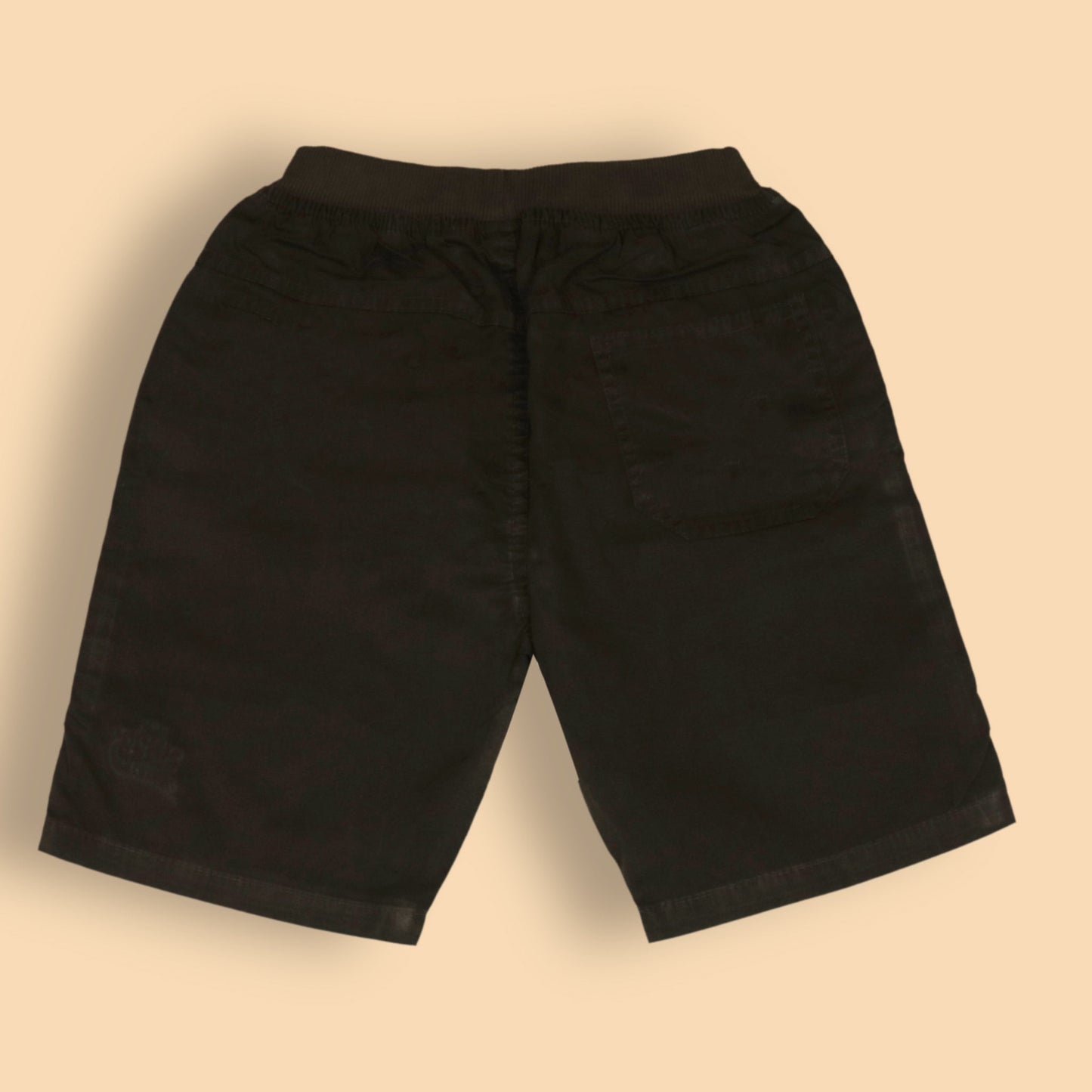 Oliokids Boys’ Essential Coffee Brown Shorts – Ribbed Cotton, Knee Length, 3 Pockets, Regular Fit