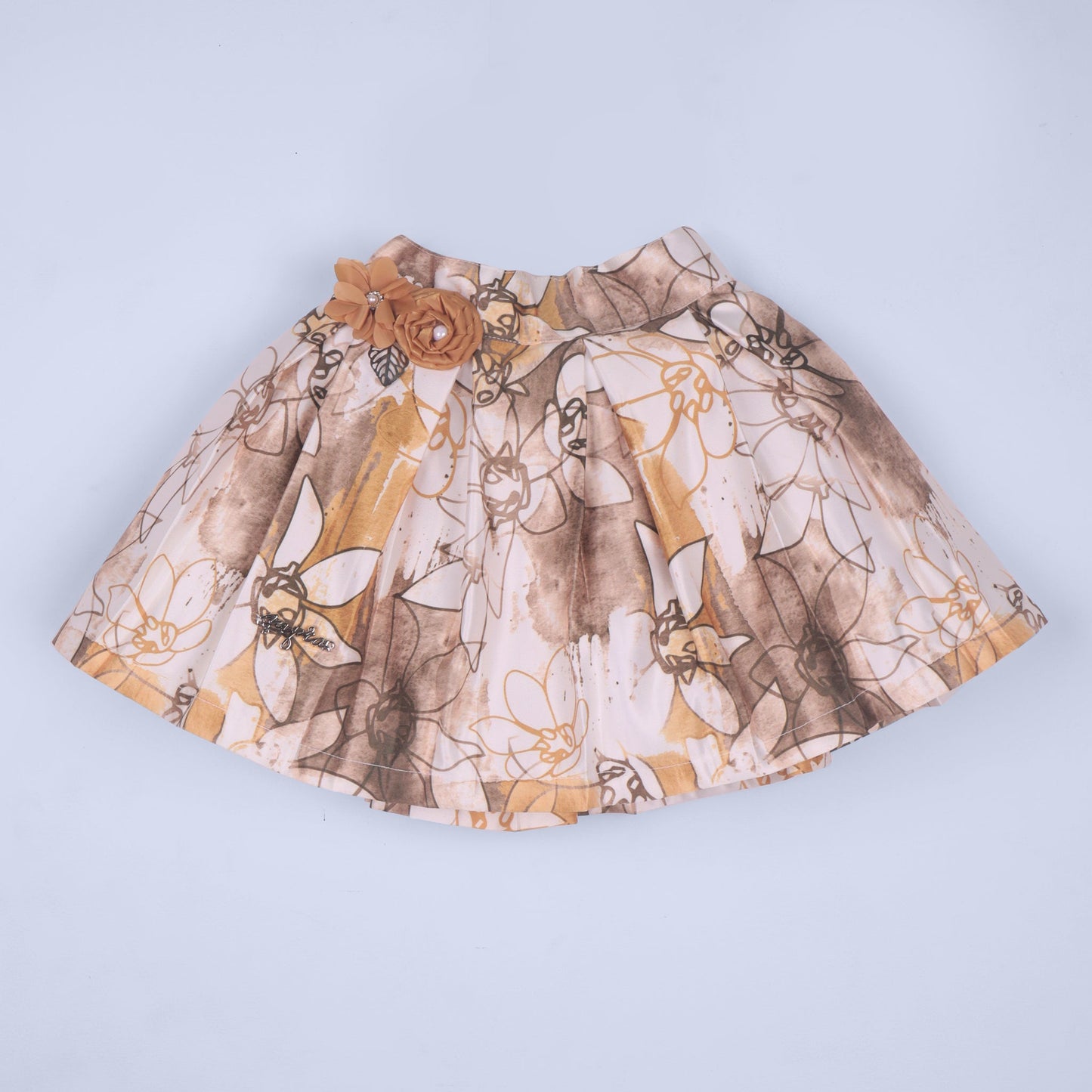 Delicate Charm – Girls’ Skin Beaded Top with Flared Skirt