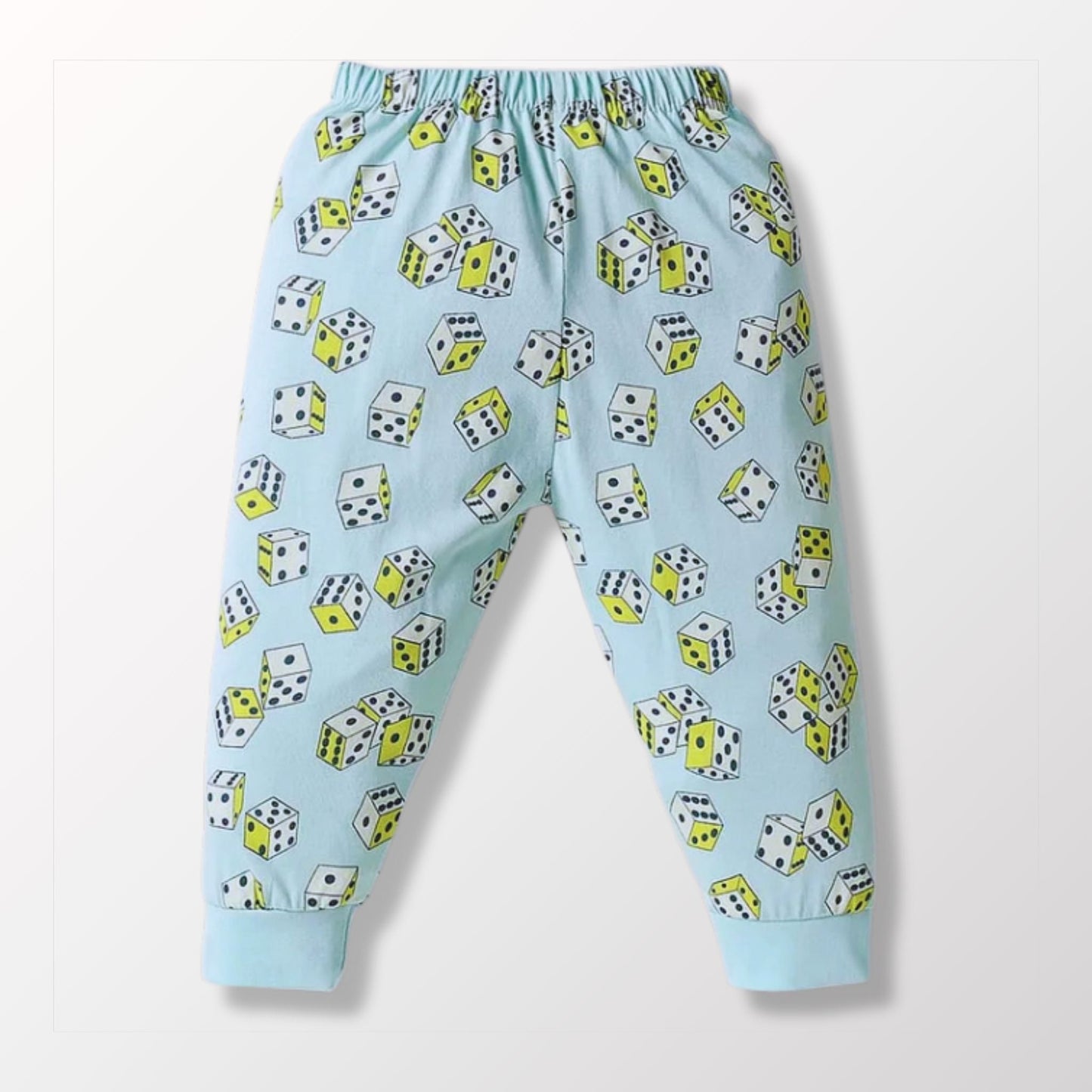 Cucumber Cotton Knit Full Length Joggers With Sport Theme Print (Multicolor)