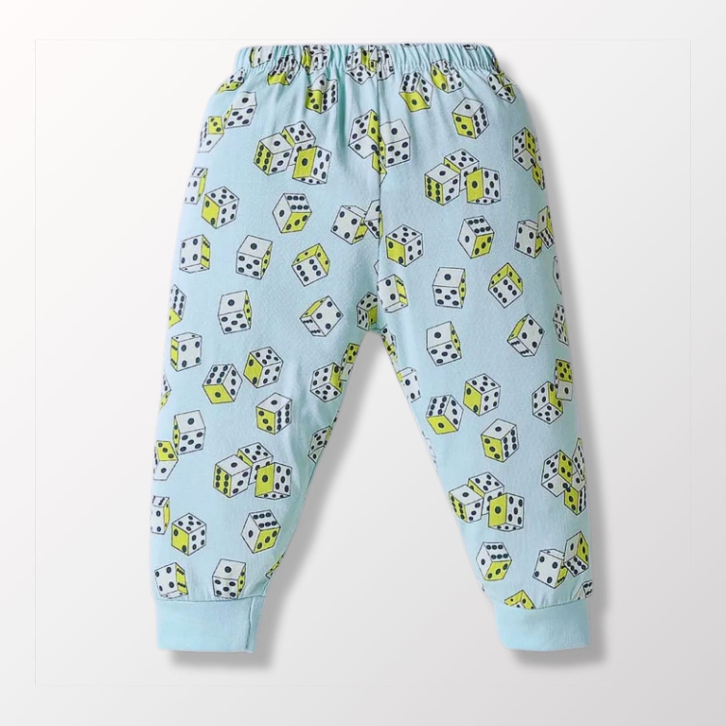 Cucumber Cotton Knit Full Length Joggers With Sport Theme Print (Multicolor)