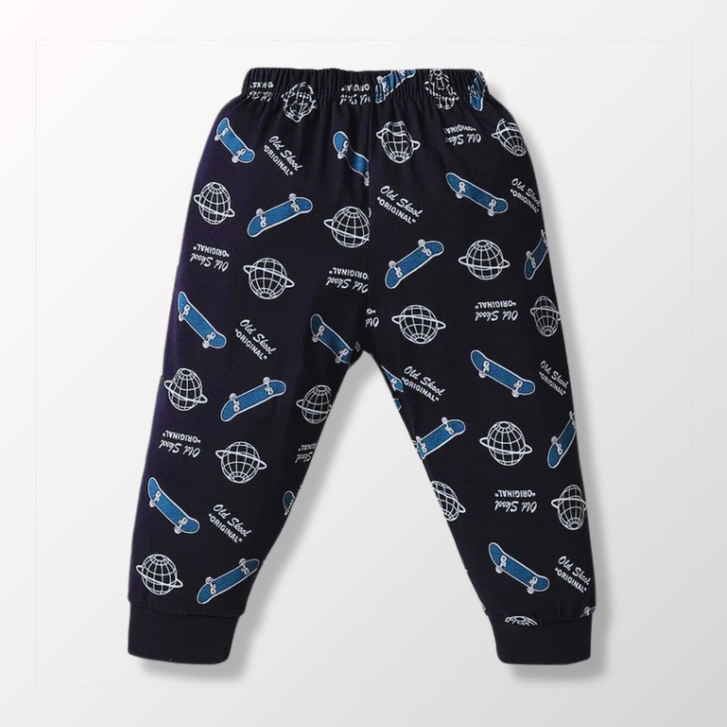 Cucumber Cotton Knit Full Length Joggers With Sport Theme Print (Multicolor)