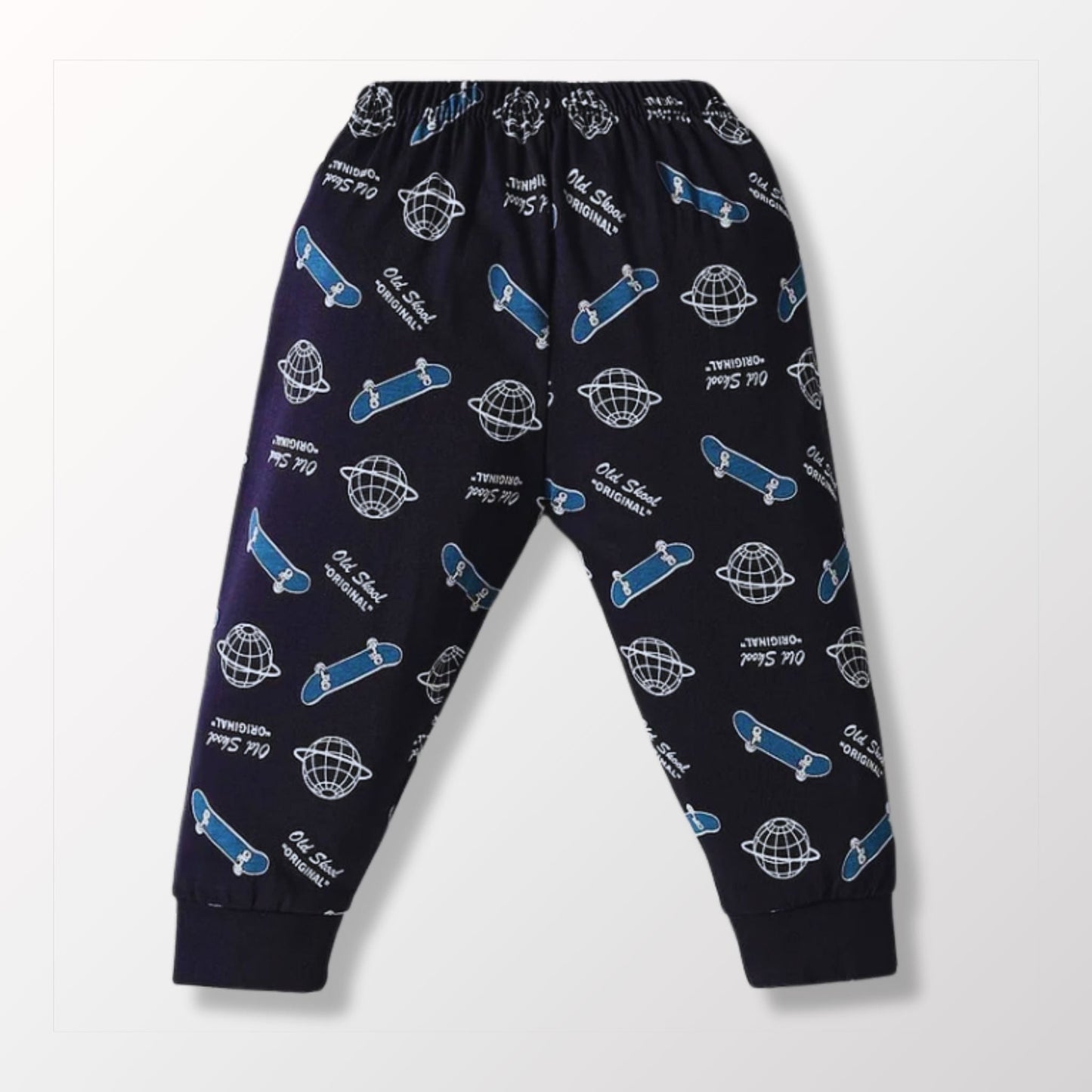 Cucumber Cotton Knit Full Length Joggers With Sport Theme Print (Multicolor)