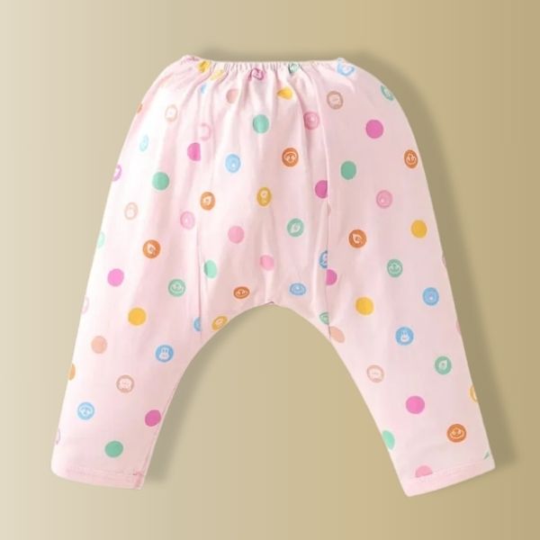 Cute Breathable Full Length Diaper Leggings With Bear & Bus Print Pack of 2 - Light pink & Blue
