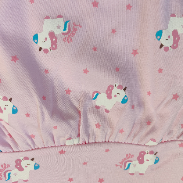Sleeveless Cotton frock with Unicorn print - Pink