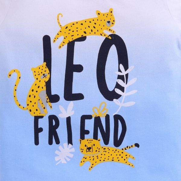 Blue Cotton T-Shirt for Infant Boys – Vibrant 3 Panther Print
