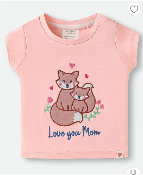 Ollypop Sinker Knit Half Sleeves T-Shirt & Shorts Set with Kitty Embroidery & Print - Navy Blue & Pink