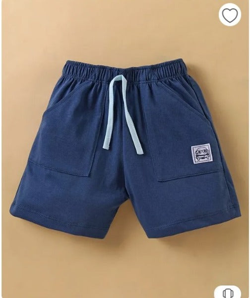 Teddy Sinker Knit Half Sleeves T-Shirt & Shorts Set with Beach Theme - Blue