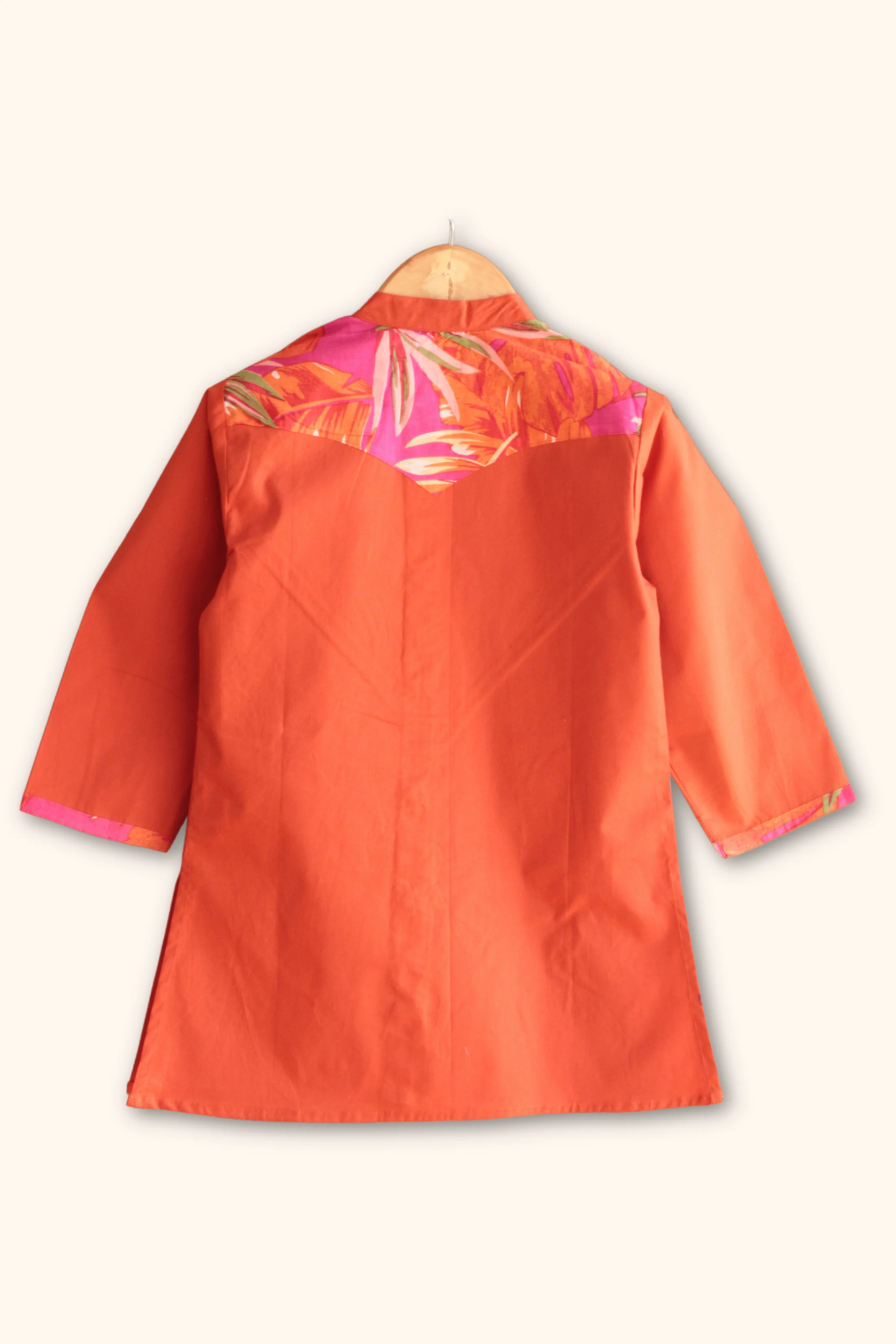 Peekaaboo Trendy Boys' Imarti Kurta Set – Orange Color Block Design