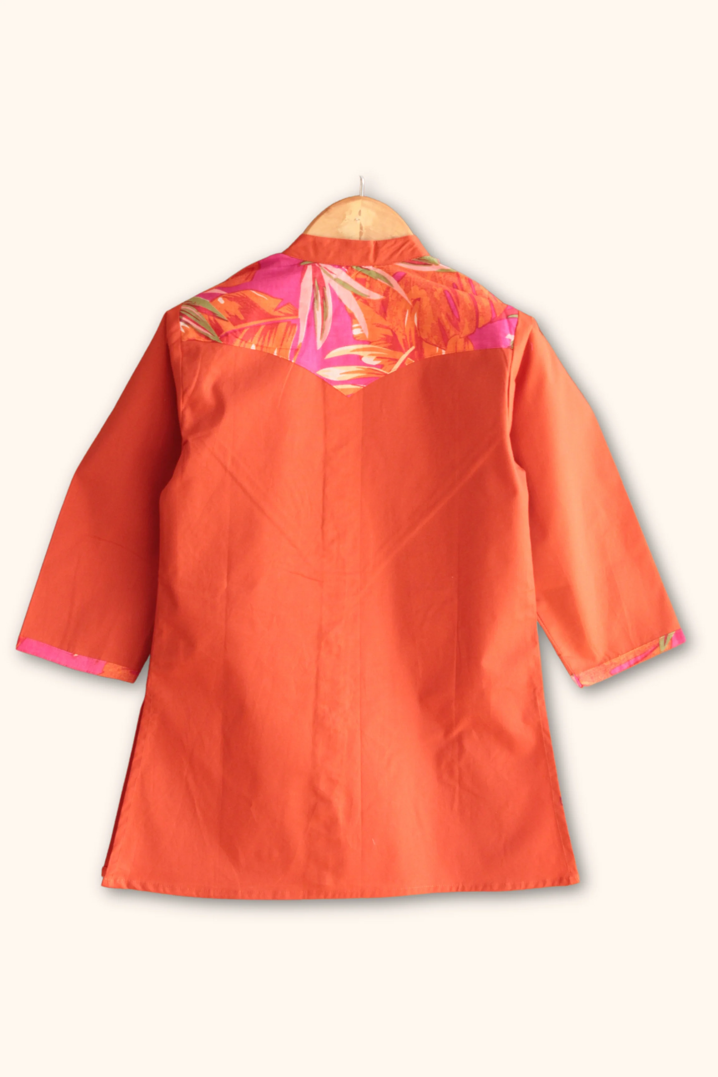 Peekaaboo Trendy Boys' Imarti Kurta Set – Orange Color Block Design