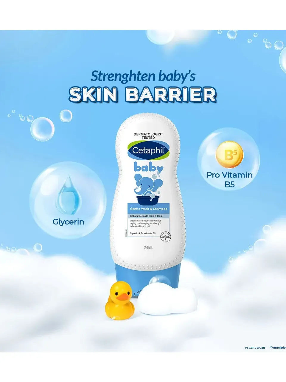 Cetaphil Baby Gentle Wash & Shampoo - Hypoallergenic & Tear-Free, Aloe Vera Enriched for Sensitive Skin – 230 ml