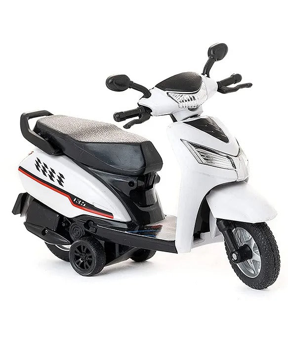 CENTY Toys Bestiva White Colour Scooty Toy - Pull Back Action- Rear Wheel Suspension Moves - Seat Opens - Pull Back Action That Can Change To Free Wheel 3-12 years