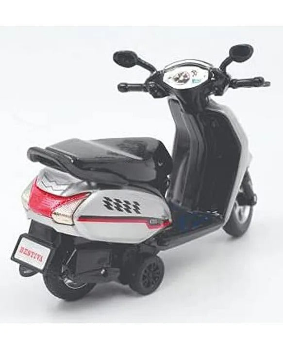 CENTY Toys Bestiva White Colour Scooty Toy - Pull Back Action- Rear Wheel Suspension Moves - Seat Opens - Pull Back Action That Can Change To Free Wheel 3-12 years