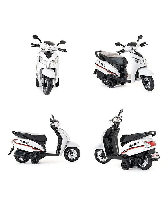CENTY Toys Bestiva White Colour Scooty Toy - Pull Back Action- Rear Wheel Suspension Moves - Seat Opens - Pull Back Action That Can Change To Free Wheel 3-12 years