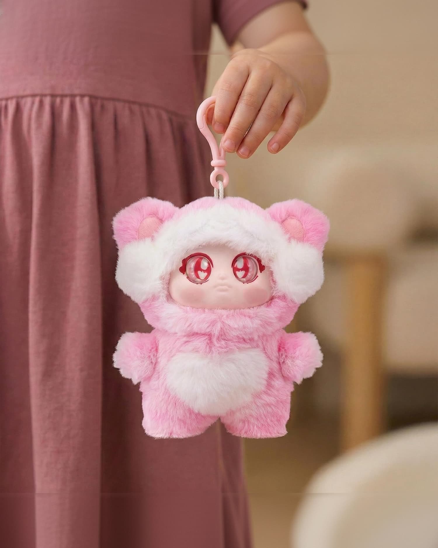 Mirada Lunaria Vinyl Face Doll Soft Toy 15cm Cute Plush Doll Keychain for Kids Girls Birthday Gift Home Decor