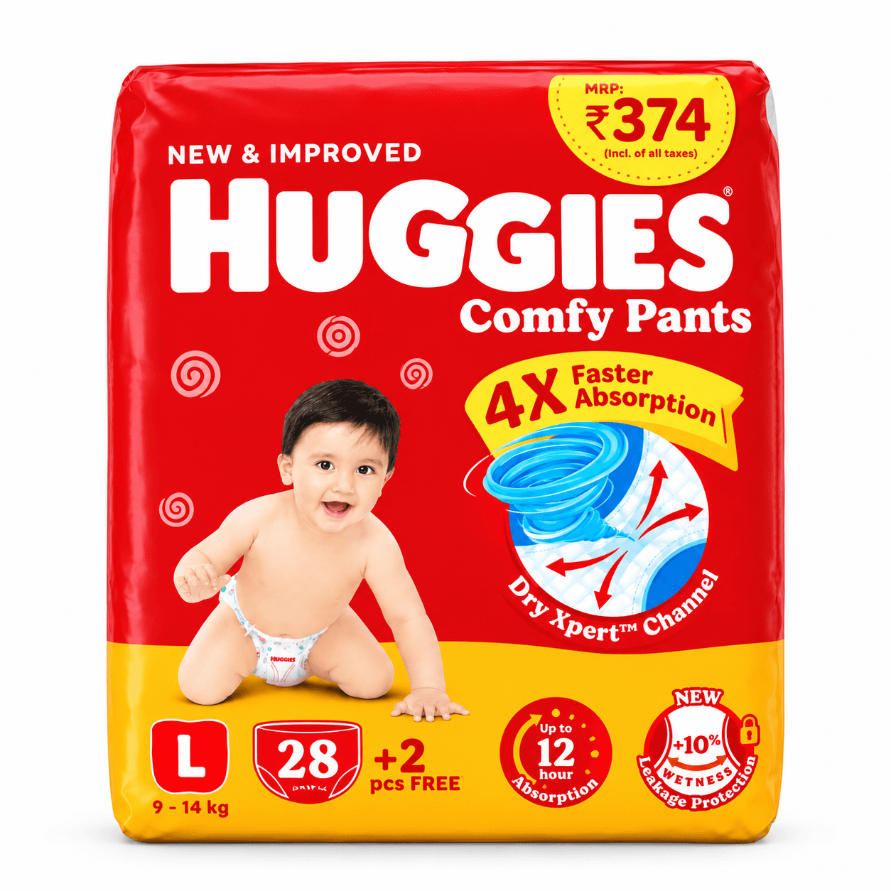 Huggies Diaper Pants - Large (L) Size (9-14 kg), Pack of 30