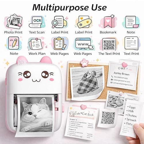 Smilebug Pocket-Sized Portable Mini Printer: Wireless, Thermal, for Notes, Photos, Labels & DIY Crafts