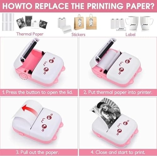 Smilebug Pocket-Sized Portable Mini Printer: Wireless, Thermal, for Notes, Photos, Labels & DIY Crafts