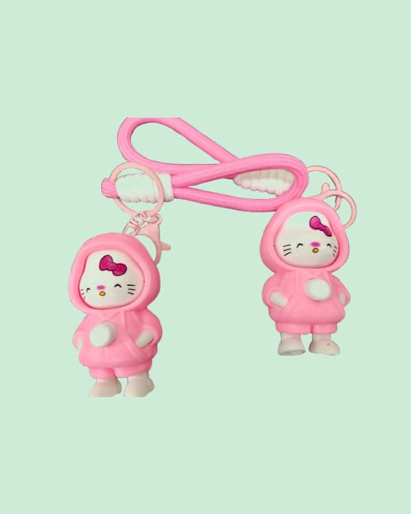 Face Changing Cute Cartoon Character Band Keychain Bag Accessory for Kids & Adults| Pink | Pack of 2