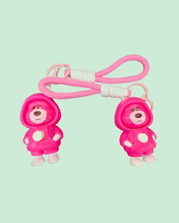 Face Changing Cute Cartoon Character Band Keychain Bag Accessory for Kids & Adults| Pink | Pack of 2
