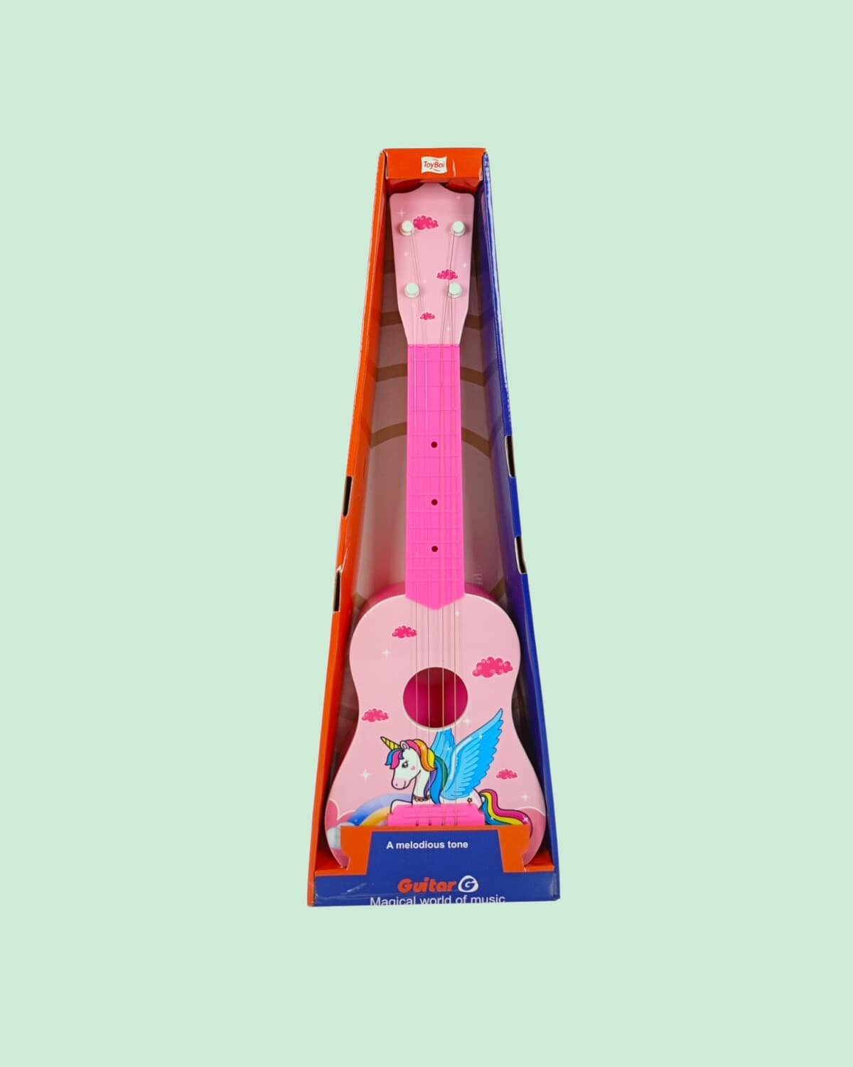 Kids Unicorn Theme Guitar Toy – 4-String Beginner Musical Instrument Educational Music Toy with Unicorn Print