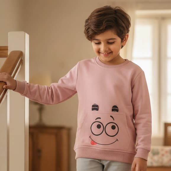 Gig Boys Pink Cotton Sweatshirt for Casual Winter Wear