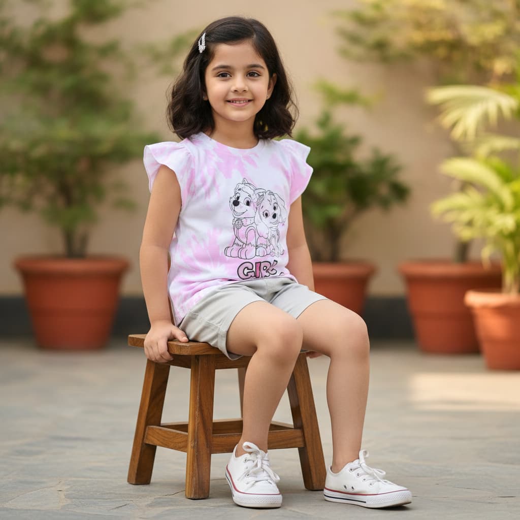 Tinyo Girls Cotton Sleeveless Top | Round Neck Casual Summer Wear