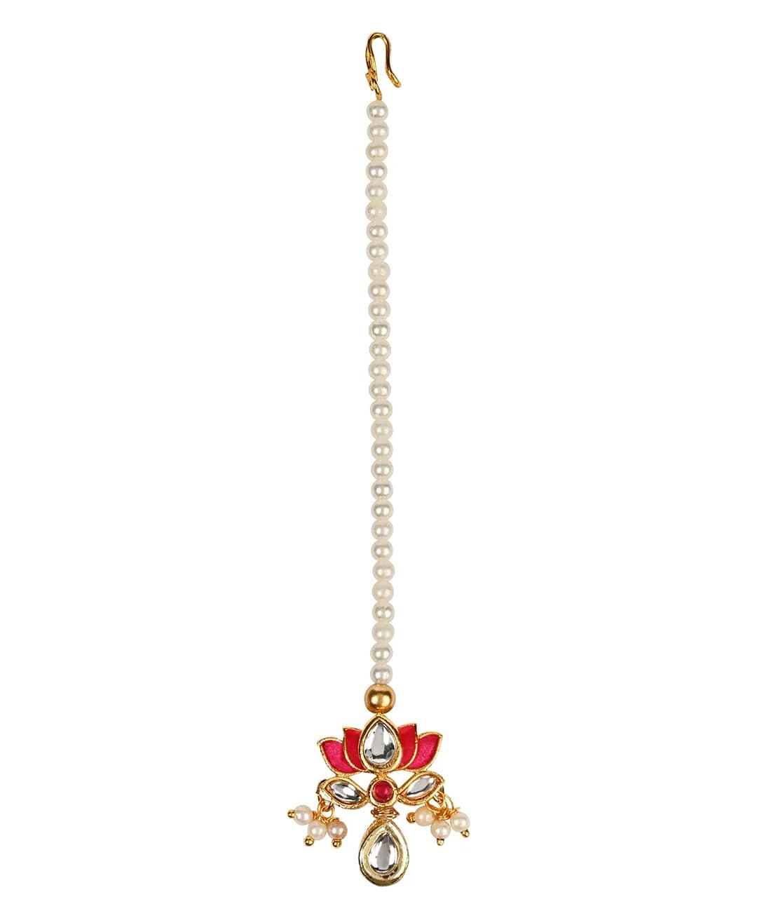 Asthetika Kids Pink Girls' Maang Tikka – Delightful & Radiantly Cute Ethnic Accessory for Daily Wear, Parties & Travel