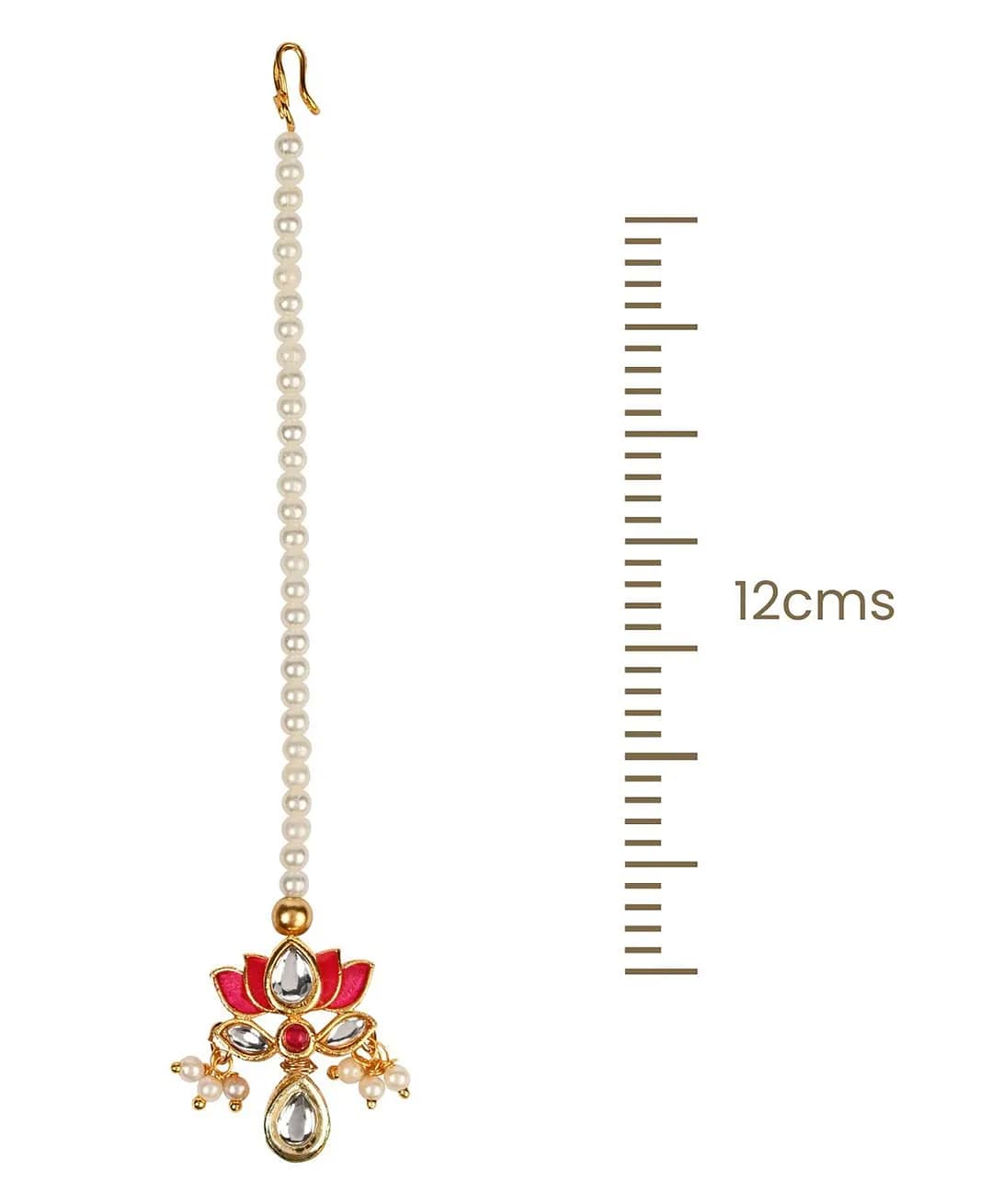 Asthetika Kids Pink Girls' Maang Tikka – Delightful & Radiantly Cute Ethnic Accessory for Daily Wear, Parties & Travel