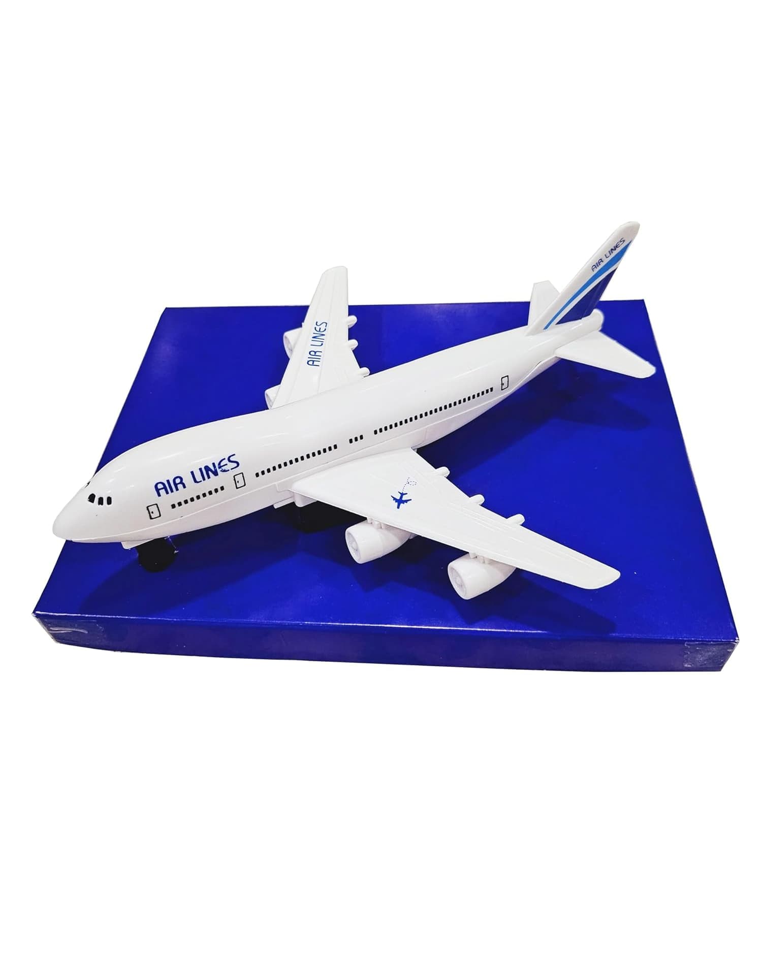 Airline Plastic Aeroplane Toy, Friction Powered Push & Go Crawling Plane with Display Stand for Kids Play & Decor
