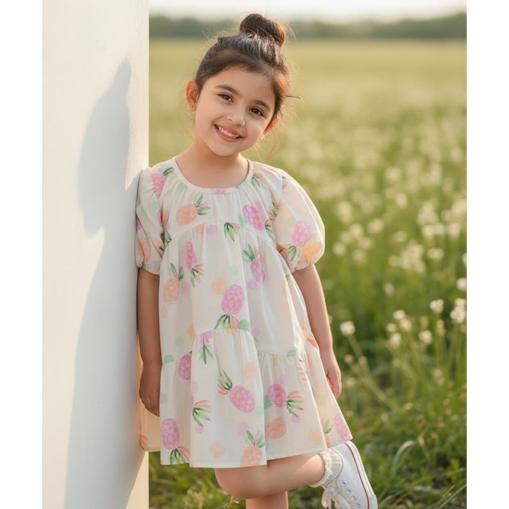 Sugar Rush Girls White Cotton Blend One Piece Dress