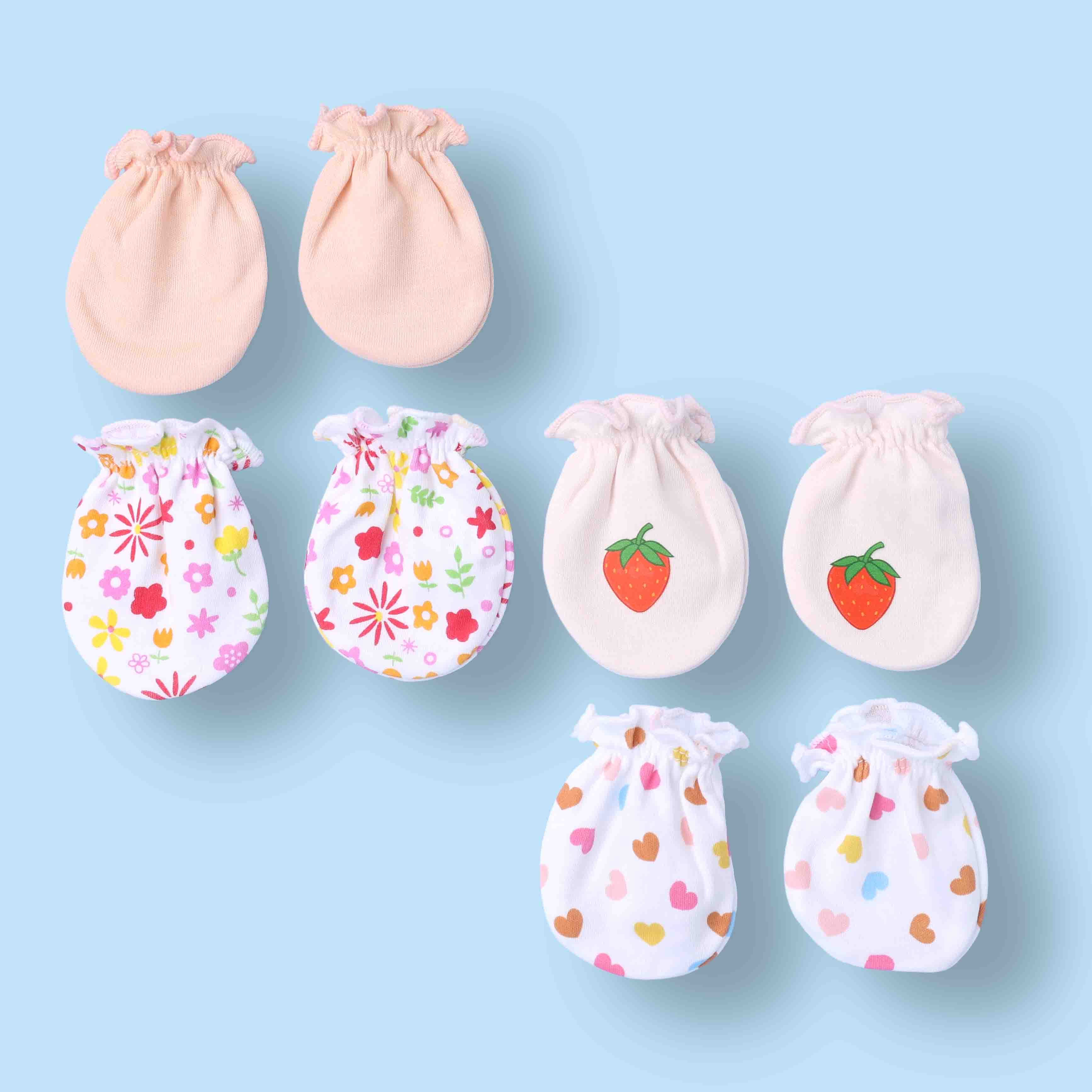 Ben Benny Unisex White Printed Mittens | Stylish All-Over Print Hand Warmers for Travel, Outdoor, Party & Daily Wear | Pack of 4 Pairs | Color May Vary