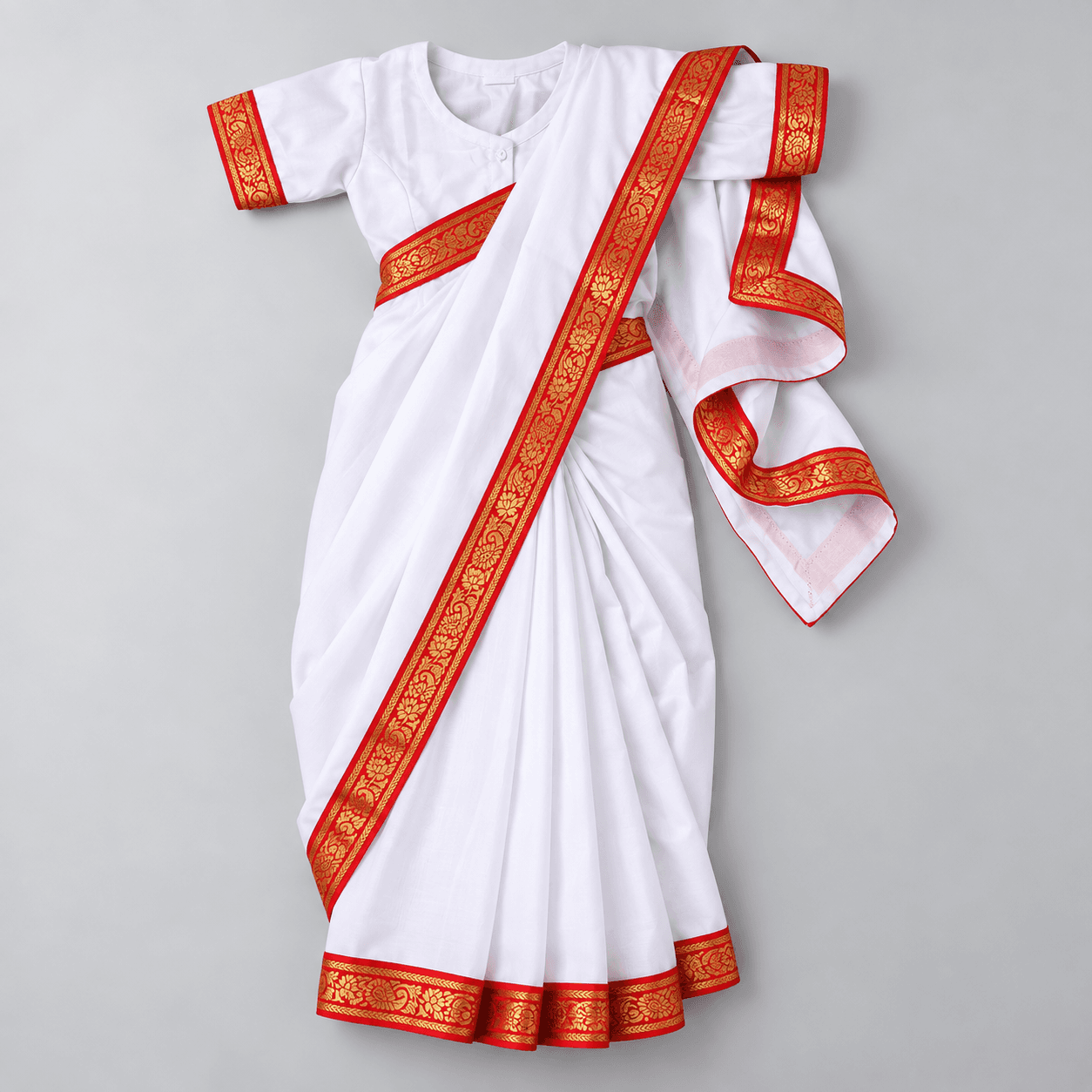 Indira Gandhi Costume (Girls, White Cotton, Full Length, Short Sleeves, Front Button) – Partywear – KAKU FANCY DRESSES