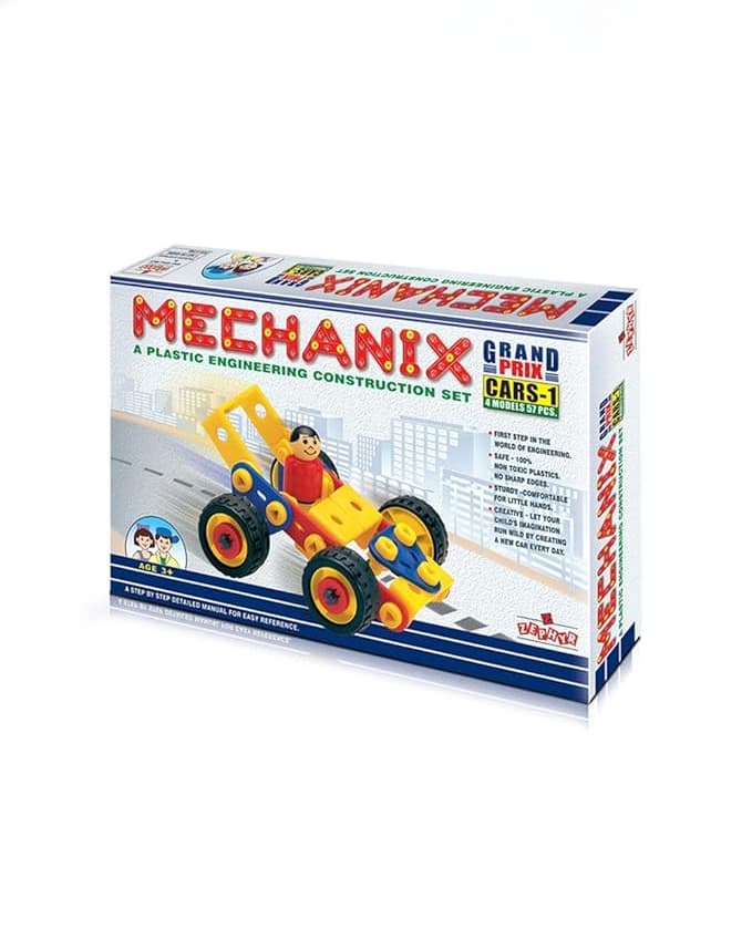 Mechanix Cars-1 STEM Set – 57 Plastic Pieces Construction Toy & Tools – Age 5+
