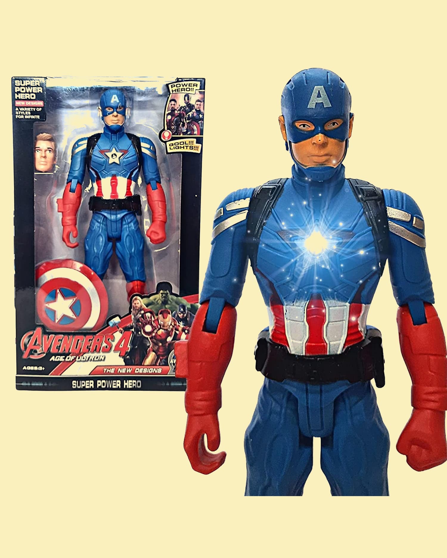 Smilebug 12-Inch Super Heroes Series Captain America Action Figure with Light