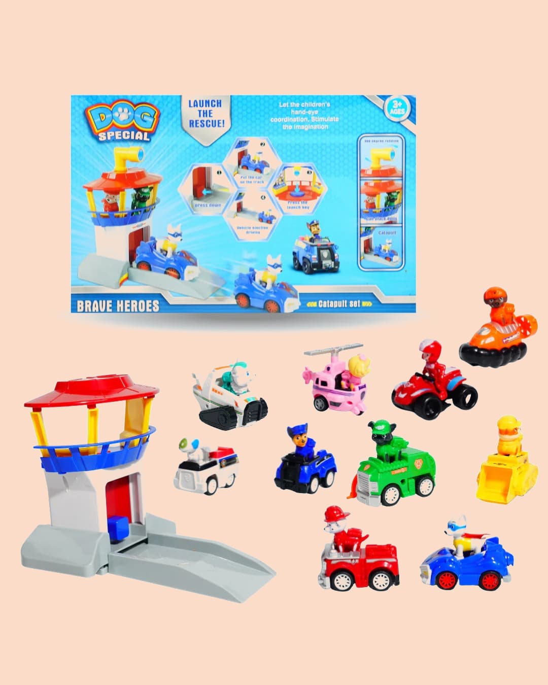 Smilebug Dog Special Brave Heroes Catapult Set | Launch & Rescue Adventure Toy with Figures | Role-Playing Action Set for Kids 3+