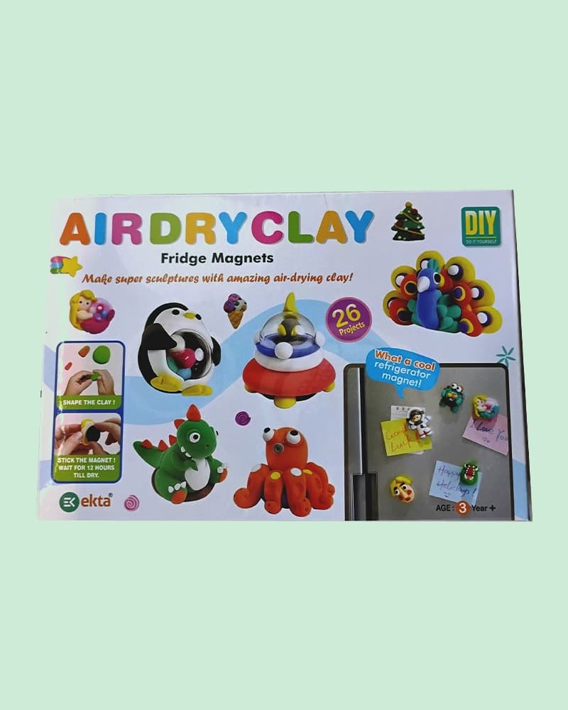 Ekta Air Dry Clay Fridge Magnet Kit | DIY Craft Set for Kids with Colourful Clay, Tools & Easy Magnet-Making Fun