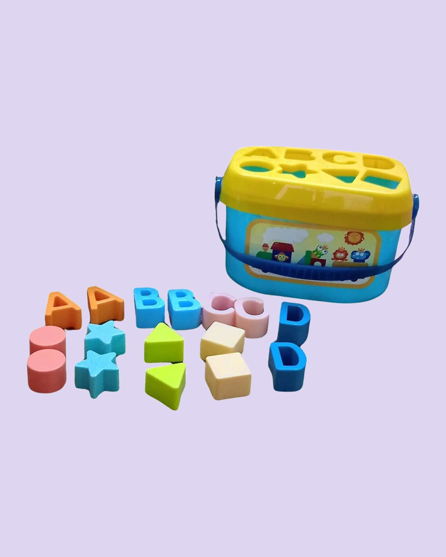 Baby First Block Set for Kids, Non-Toxic ABCD Geometric Shape Sorting & Stacking Learning Toy