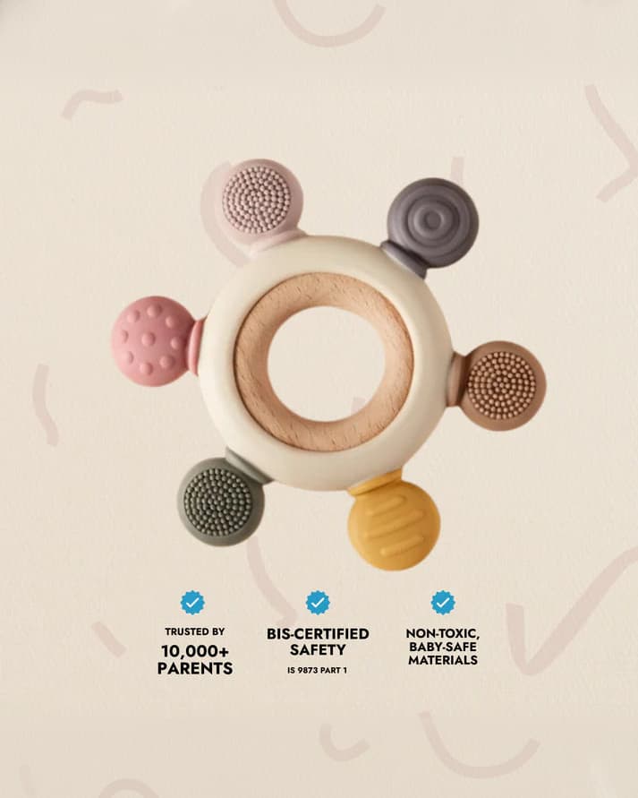 Sensory Teether for Babies | Soft Chewable Teething Toy for Soothing & Sensory Play
