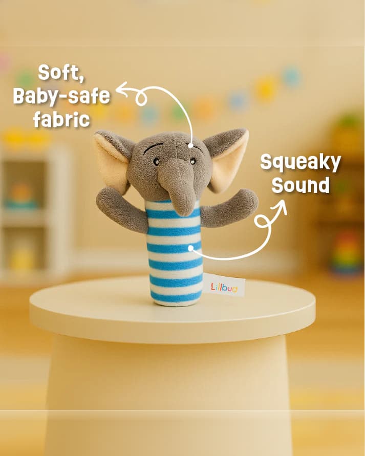 Baby Elephant Squeaky Toy | Soft Sensory Squeak Toy for Babies and Toddlers Playtime Fun