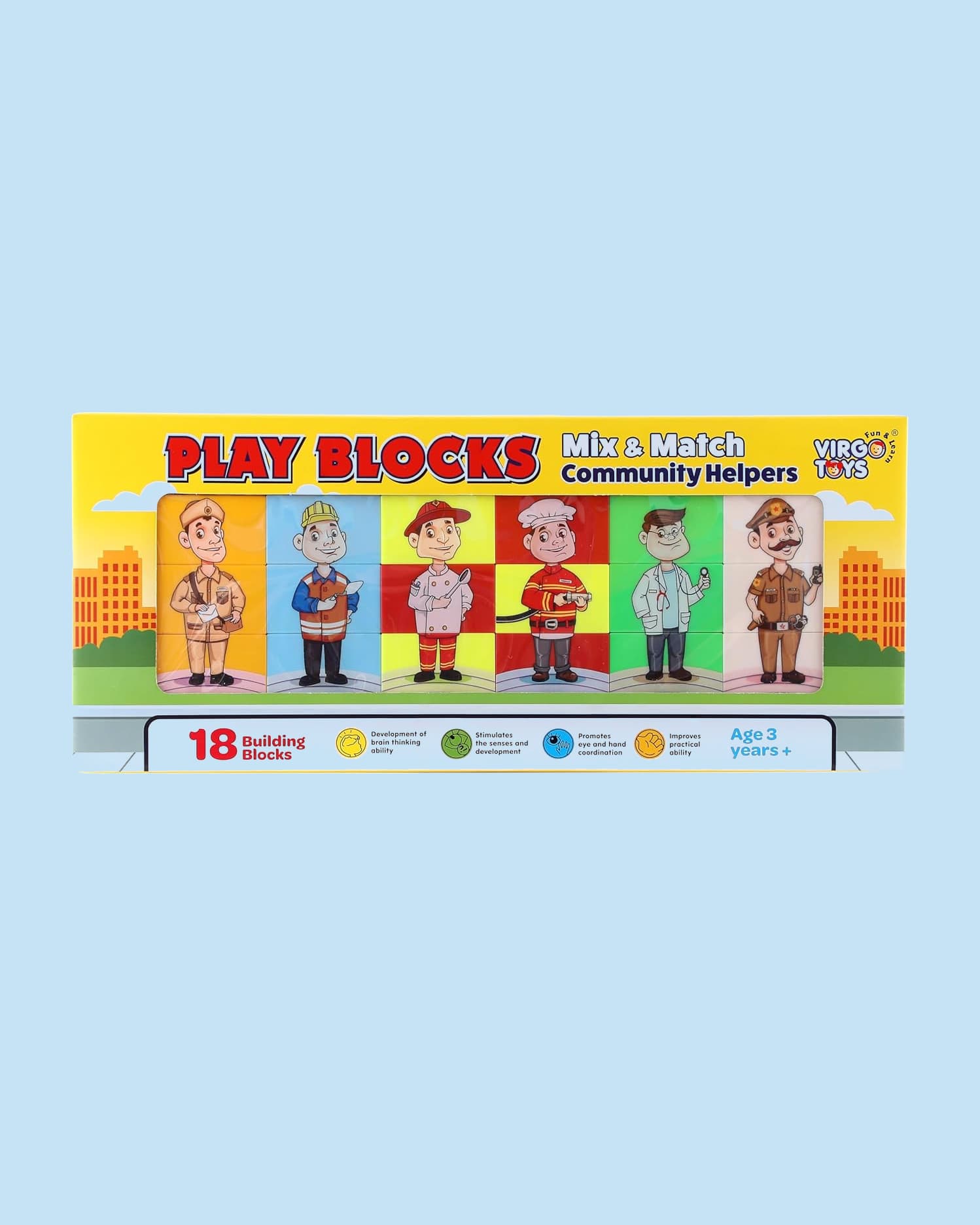 VIRGO TOYS Play Blocks Community Helpers | Educational Mix & Match Building Blocks | Safe for Kids