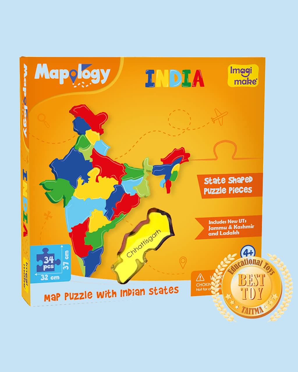 Imagimake Mapology India Map Puzzles – Educational Geography Toy for Kids | Learn States, Capitals & Landmarks