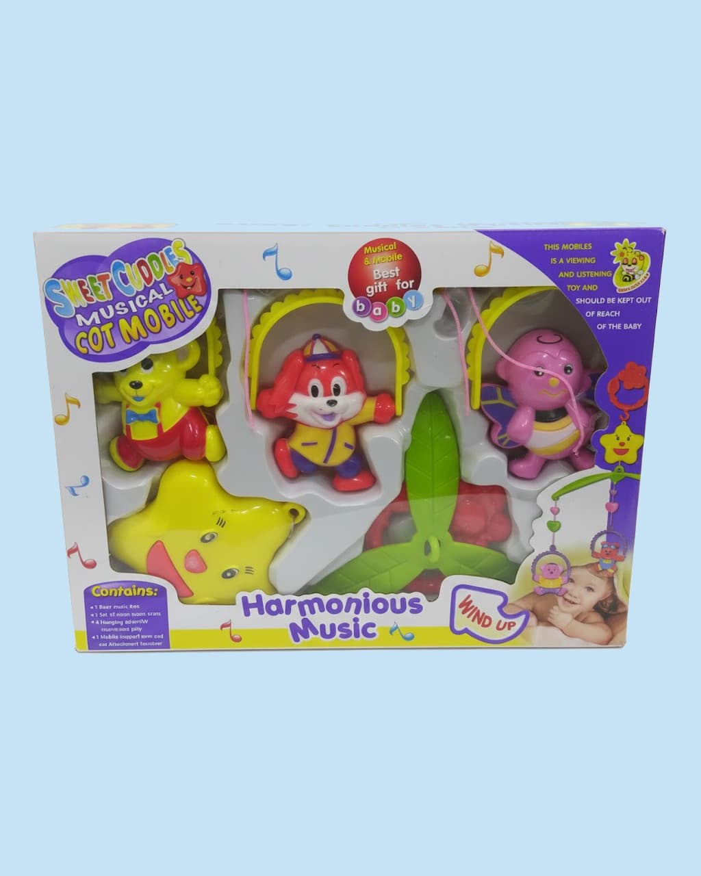 MontyMaestro Musical Cot Mobile Cradle Hanger | Newborn Baby Toy with Hanging Cartoon Rattles