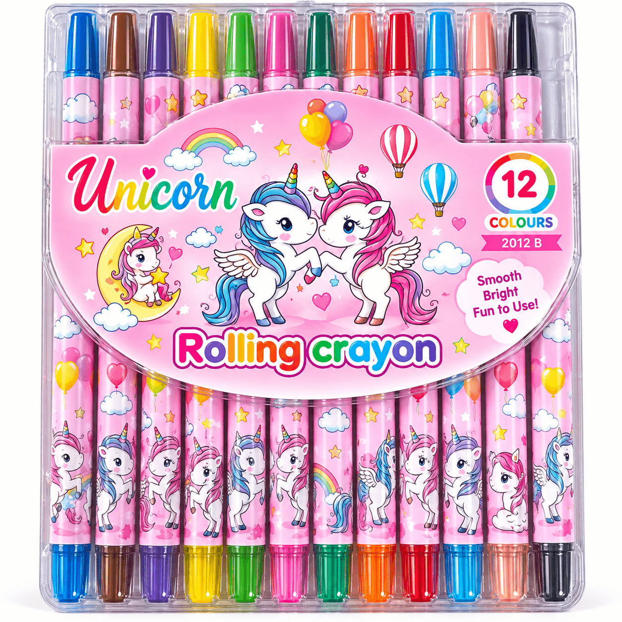 Unicorn Rolling Crayons for Kids – Set of 12 Colors Creative Coloring Set, Color May Vary