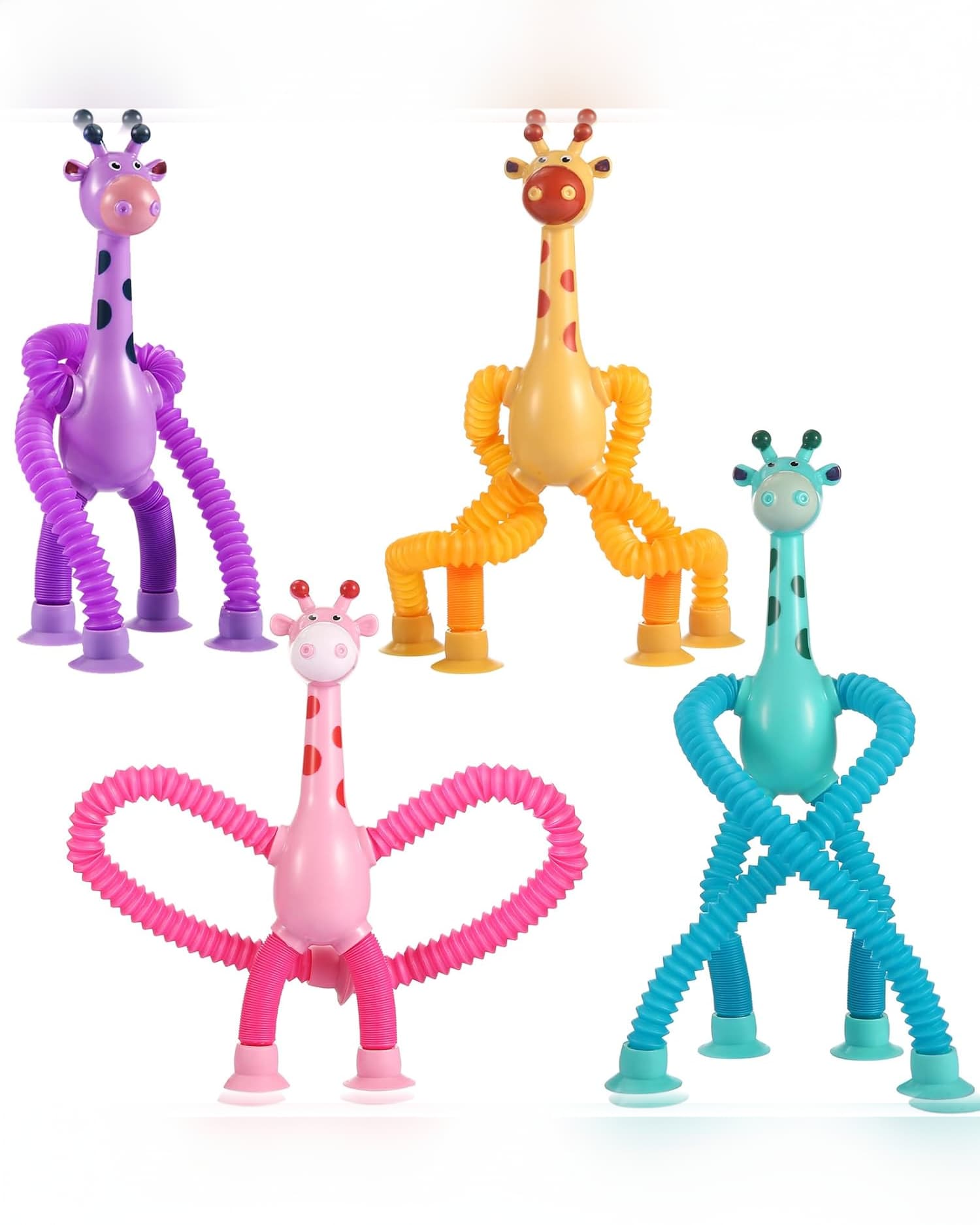 Telescopic Suction Cup Giraffe Toy Light Glow, Sensory Tubes For Kids, Fidget Toys For Kids, Multi Color (Pack of 1)