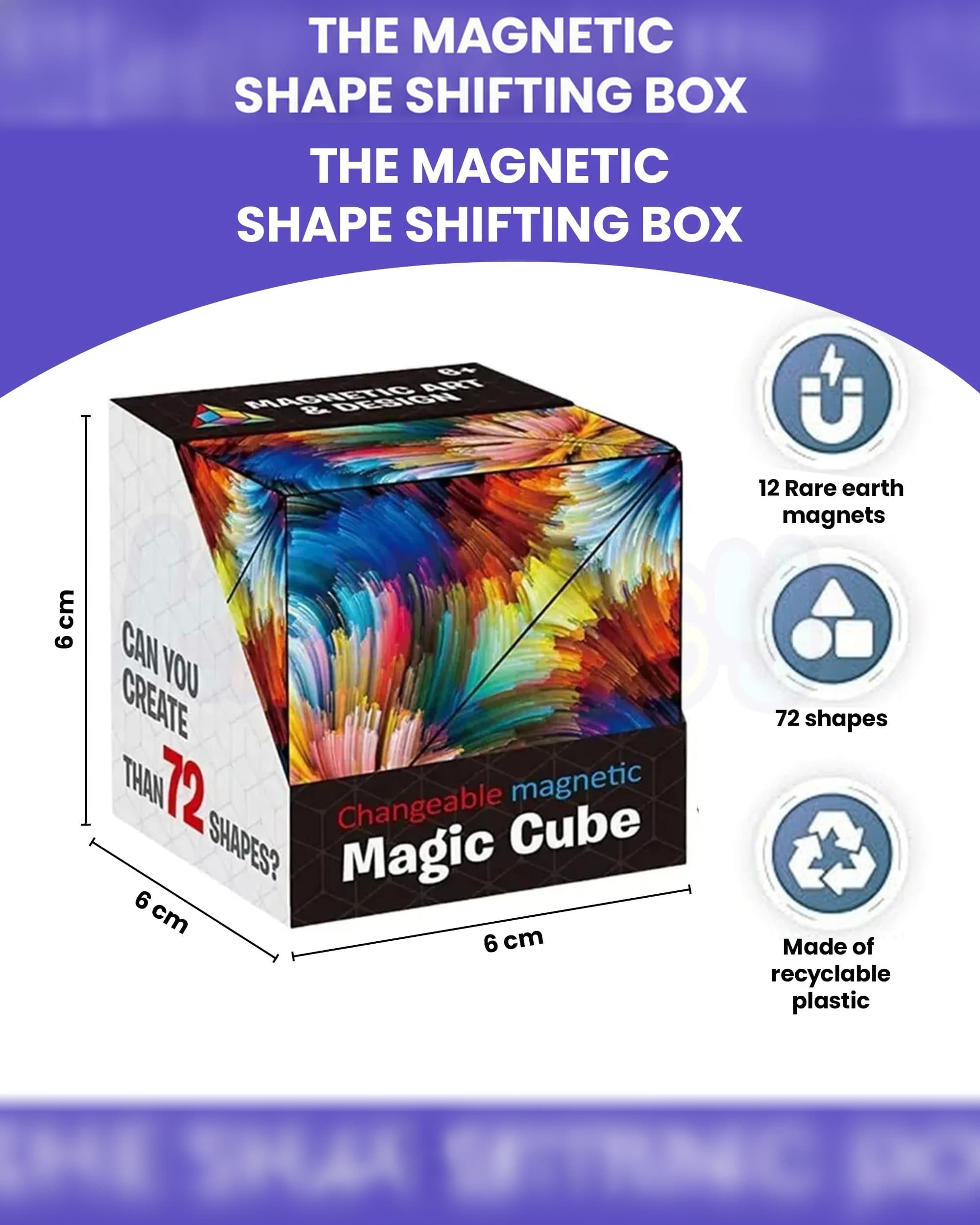 Magic Cube Shape Shifting Puzzle Box Magnetic Infinity Cube with 24 Rare Earth Magnets – Transforms Into 70+ Shapes